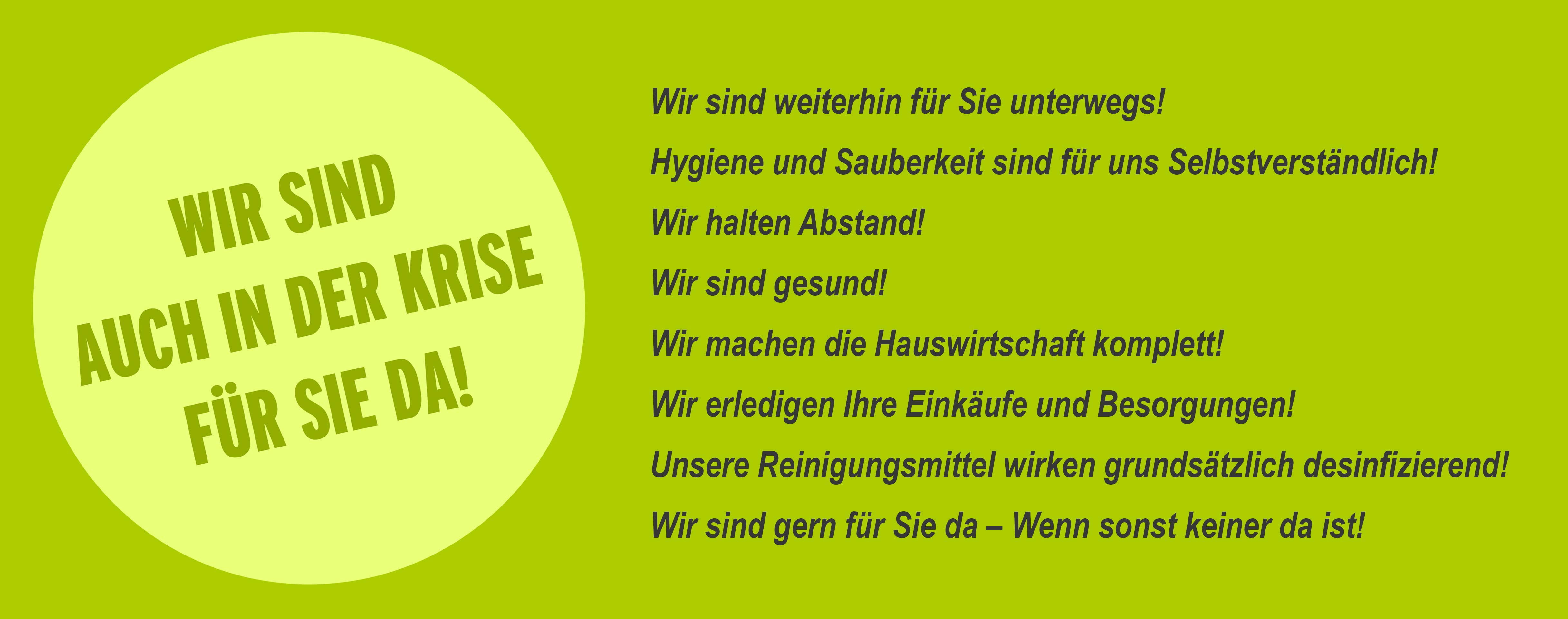 Wir sind auch in der Krise für Sie da!
